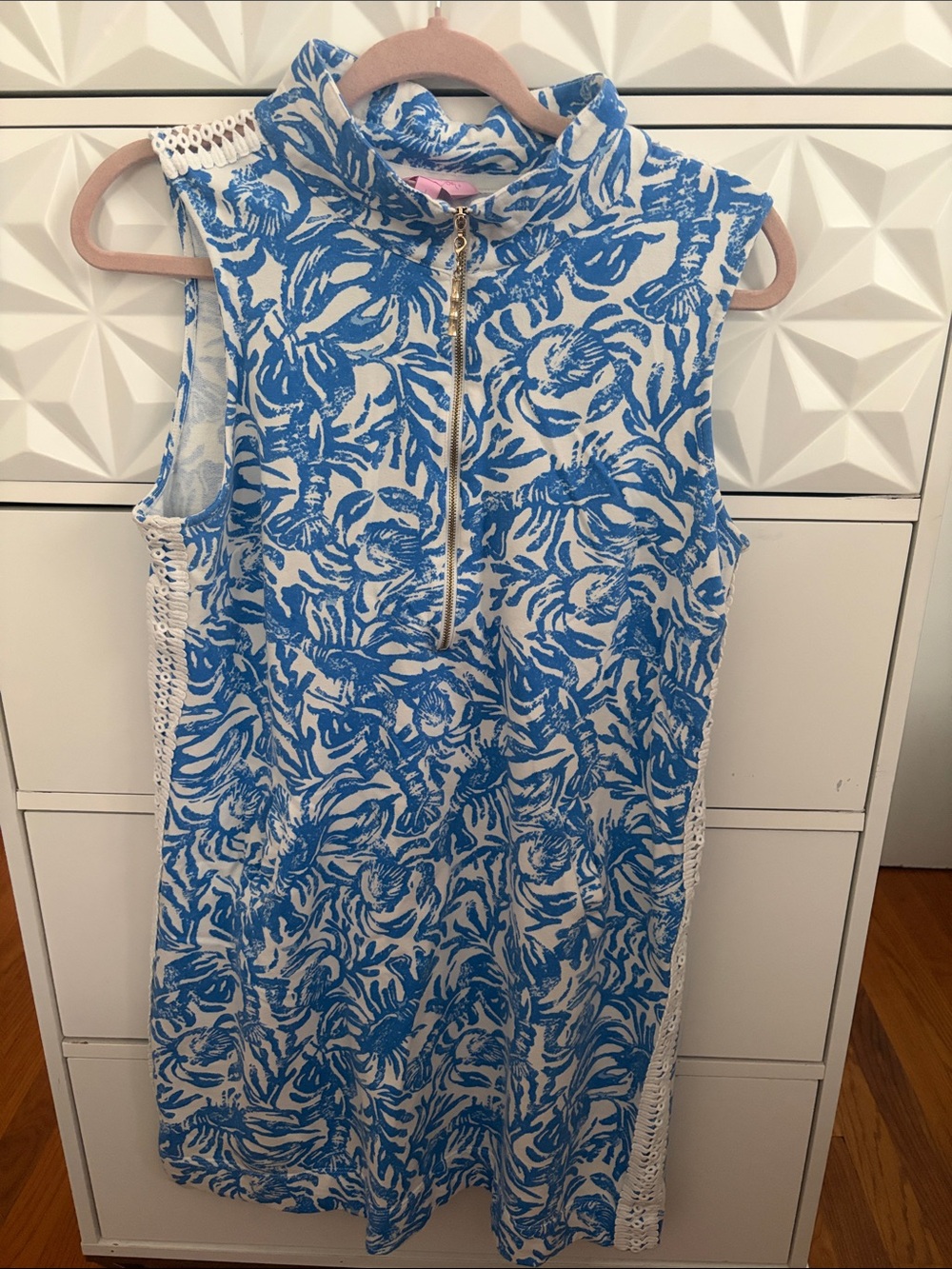 Lilly Pulitzer Blue & White Sleeveless Zip Dress